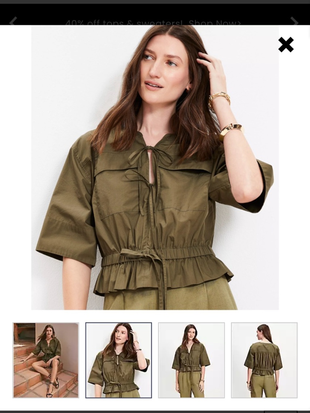LOFT Poplin Safari Peplum Top